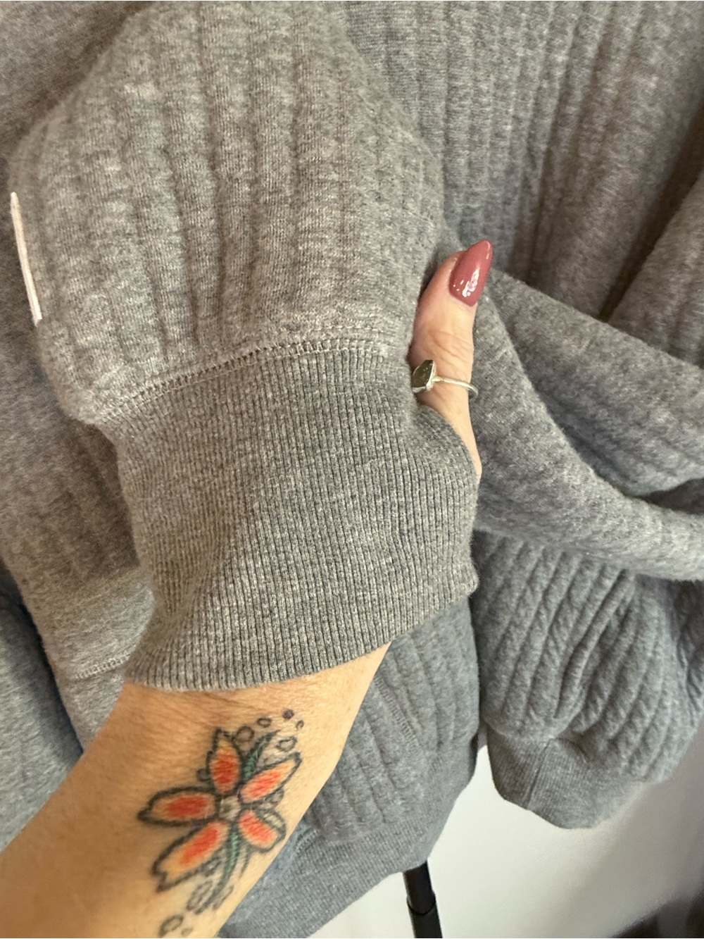 Mi Gray Ribbed Hooded Pullover Sweater - Picture 5 of 5